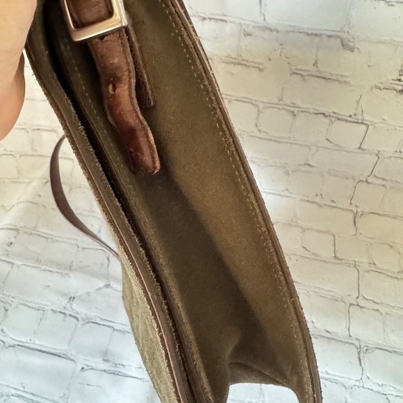 Rare Vintage Coach Olive Suede Leather Crossbody Bag - Picture 9 of 13